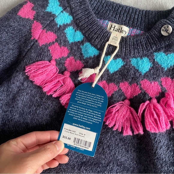 Hatley Pink and Gray Crew Neck Sweater with Chevron Design - Picture 6 of 6